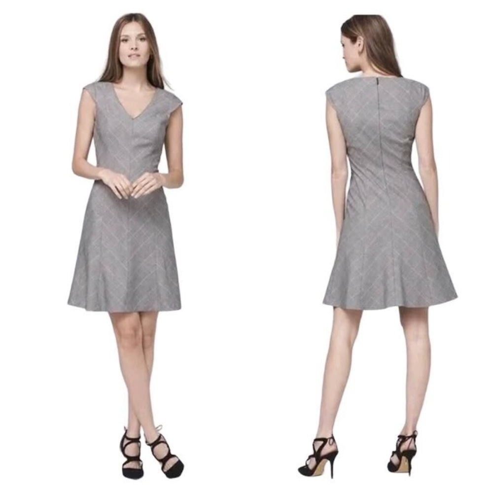 White House Black Market Black Plaid holiday dress